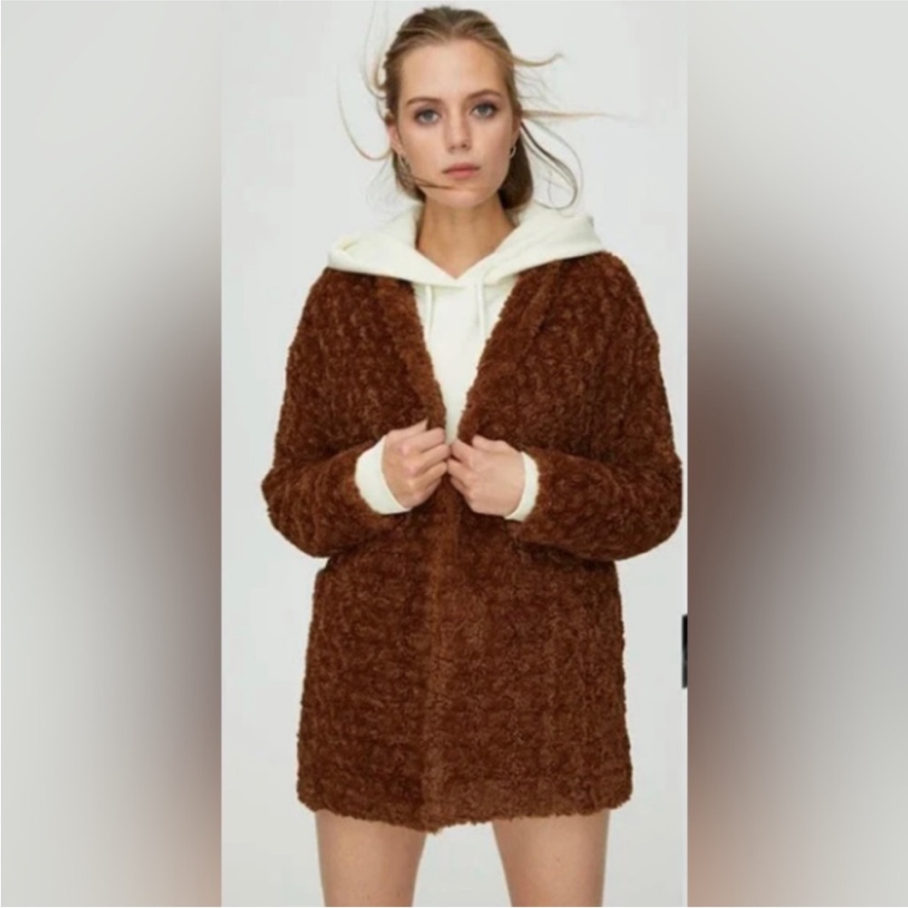 Aritzia Wilfred free brown teddy Faux Fur Coat jacket grete